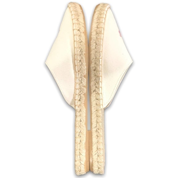 Ganni Embroidered Detail Neutral Canvas Espadrille Slip-On Slides US Size 11 NEW - Picture 5 of 11